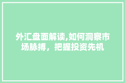 外汇盘面解读,如何洞察市场脉搏，把握投资先机