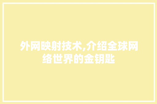 外网映射技术,介绍全球网络世界的金钥匙