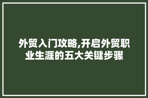 外贸入门攻略,开启外贸职业生涯的五大关键步骤