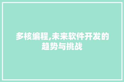 多核编程,未来软件开发的趋势与挑战