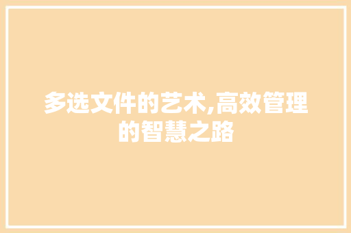 多选文件的艺术,高效管理的智慧之路 SEO教程