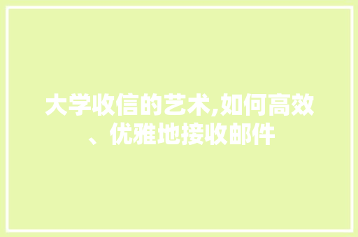 大学收信的艺术,如何高效、优雅地接收邮件