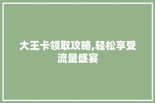 大王卡领取攻略,轻松享受流量盛宴