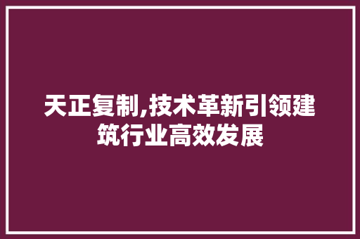 天正复制,技术革新引领建筑行业高效发展 Web前端
