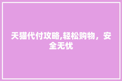 天猫代付攻略,轻松购物，安全无忧 Web前端