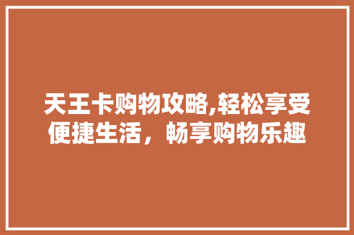 天王卡购物攻略,轻松享受便捷生活，畅享购物乐趣