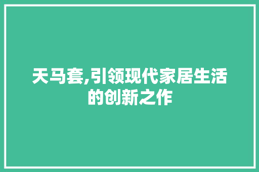 天马套,引领现代家居生活的创新之作