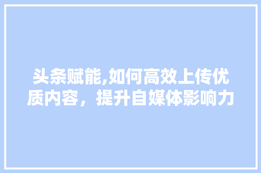 头条赋能,如何高效上传优质内容，提升自媒体影响力