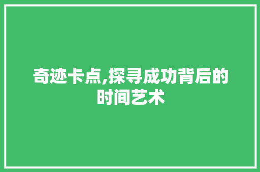 奇迹卡点,探寻成功背后的时间艺术 建站教程