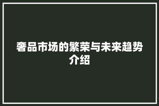 奢品市场的繁荣与未来趋势介绍