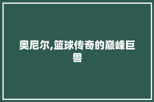 奥尼尔,篮球传奇的巅峰巨兽
