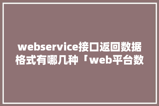 webservice接口返回数据格式有哪几种「web平台数据库接口有哪些」 建站教程