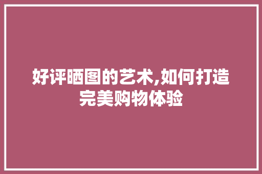 好评晒图的艺术,如何打造完美购物体验