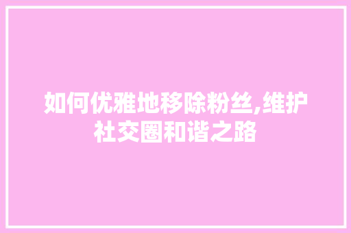 如何优雅地移除粉丝,维护社交圈和谐之路 SEO教程