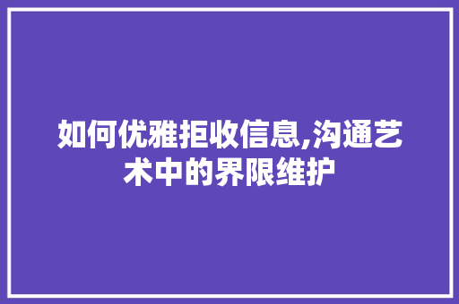 如何优雅拒收信息,沟通艺术中的界限维护
