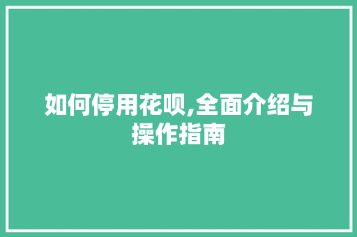 如何停用花呗,全面介绍与操作指南