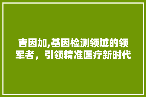 吉因加,基因检测领域的领军者，引领精准医疗新时代