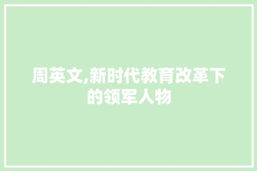 周英文,新时代教育改革下的领军人物 Web前端