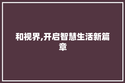 和视界,开启智慧生活新篇章