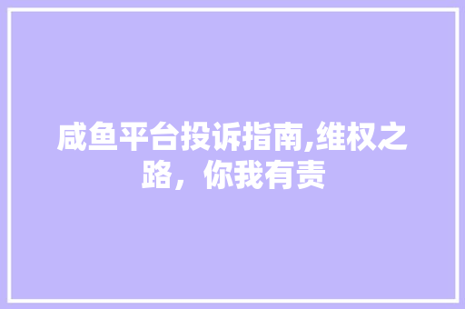 咸鱼平台投诉指南,维权之路，你我有责 WordPress教程