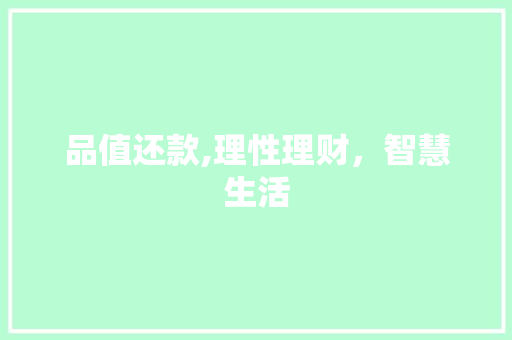 品值还款,理性理财，智慧生活