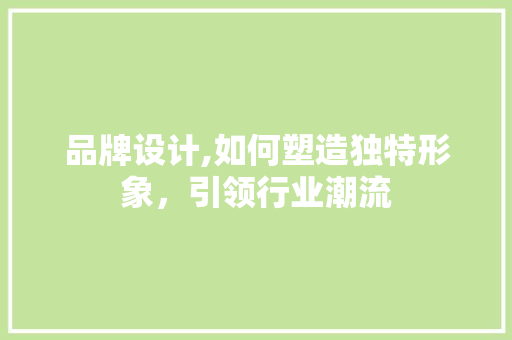 品牌设计,如何塑造独特形象，引领行业潮流
