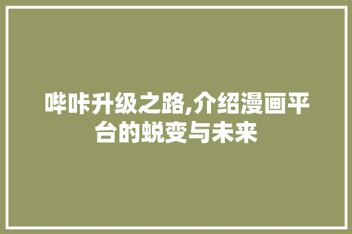 哔咔升级之路,介绍漫画平台的蜕变与未来