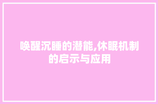 唤醒沉睡的潜能,休眠机制的启示与应用 SEO教程