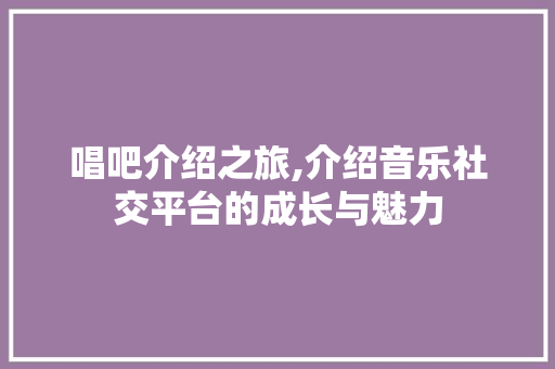 唱吧介绍之旅,介绍音乐社交平台的成长与魅力 建站教程