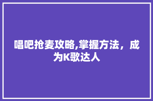 唱吧抢麦攻略,掌握方法，成为K歌达人 Web前端