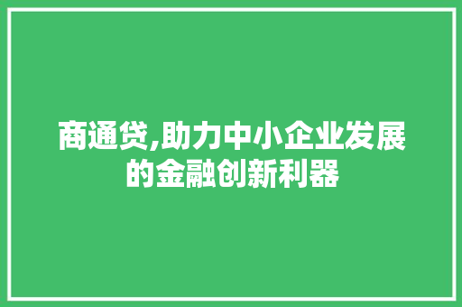 商通贷,助力中小企业发展的金融创新利器