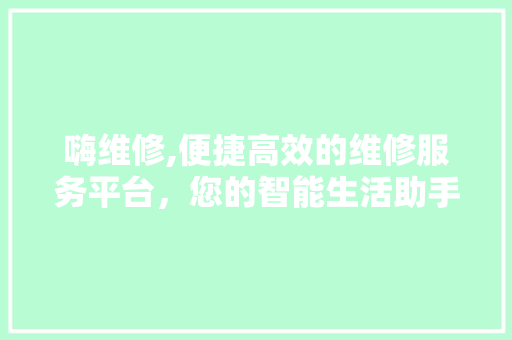 嗨维修,便捷高效的维修服务平台，您的智能生活助手