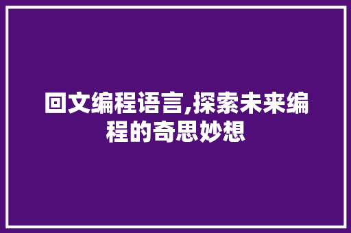 回文编程语言,探索未来编程的奇思妙想