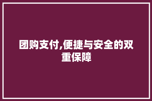 团购支付,便捷与安全的双重保障