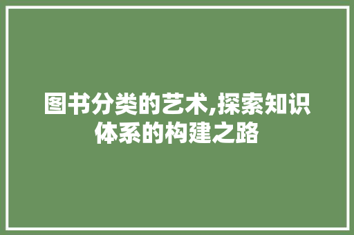 图书分类的艺术,探索知识体系的构建之路