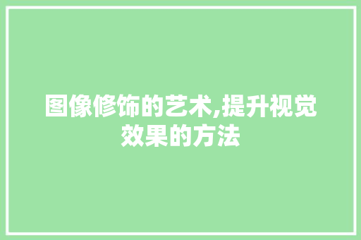图像修饰的艺术,提升视觉效果的方法