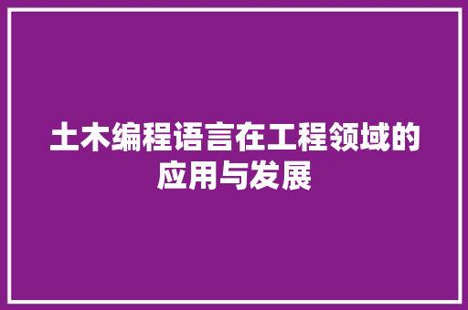 土木编程语言在工程领域的应用与发展
