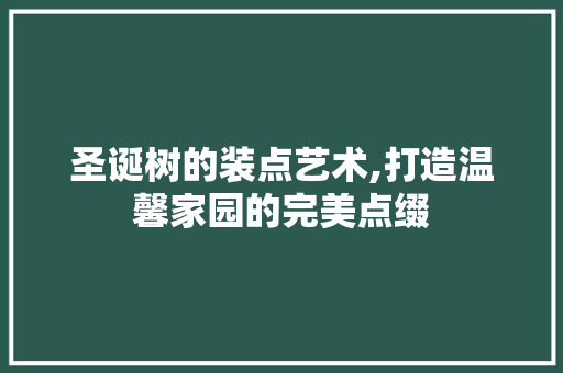 圣诞树的装点艺术,打造温馨家园的完美点缀 WordPress教程
