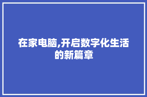 在家电脑,开启数字化生活的新篇章 WordPress教程