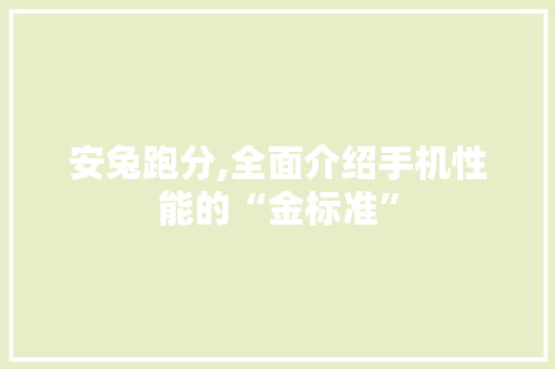 安兔跑分,全面介绍手机性能的“金标准”
