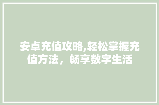 安卓充值攻略,轻松掌握充值方法，畅享数字生活
