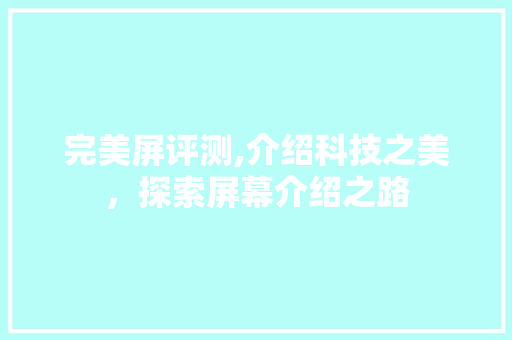 完美屏评测,介绍科技之美，探索屏幕介绍之路