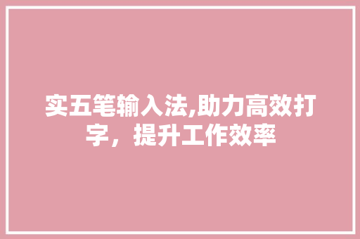 实五笔输入法,助力高效打字，提升工作效率