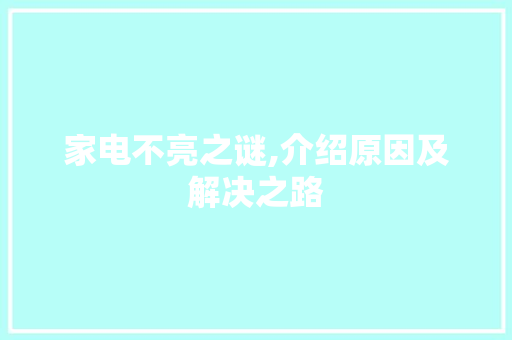 家电不亮之谜,介绍原因及解决之路