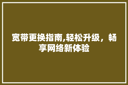 宽带更换指南,轻松升级，畅享网络新体验