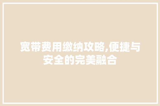 宽带费用缴纳攻略,便捷与安全的完美融合