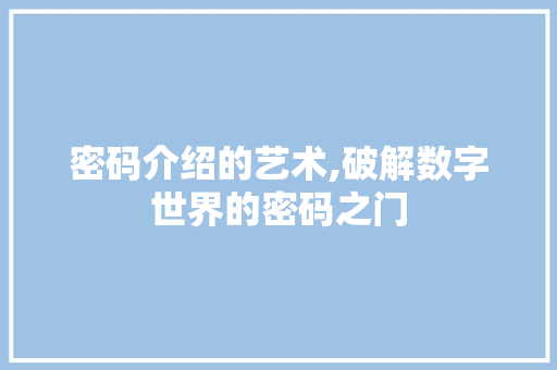 密码介绍的艺术,破解数字世界的密码之门