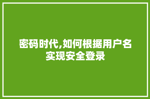 密码时代,如何根据用户名实现安全登录