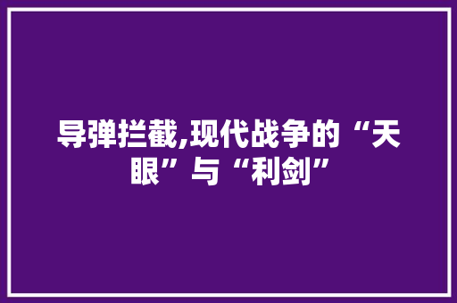 导弹拦截,现代战争的“天眼”与“利剑”