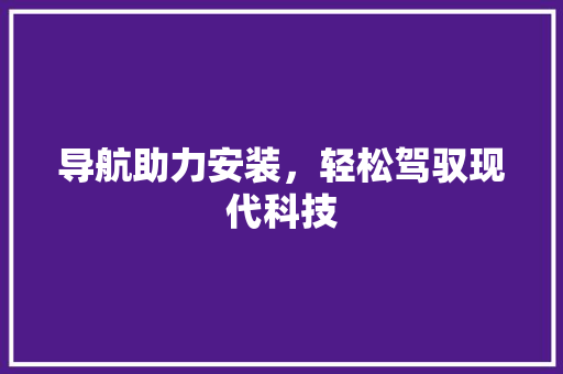 导航助力安装，轻松驾驭现代科技